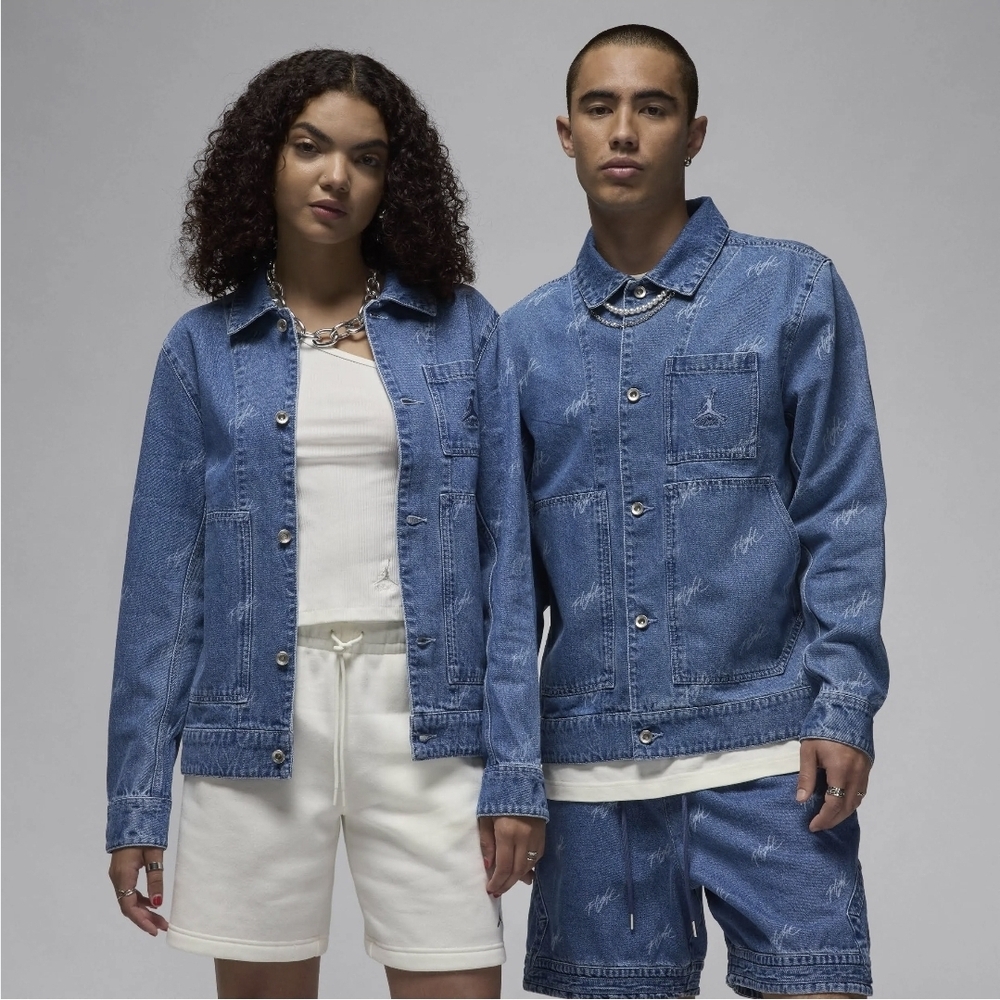 Air Jordan Flight Heritage Blue Denim Trucker Jacket Size M